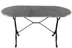 Bistrotafel gietijzer met ovaal marmeren blad 120 x 60 cm, Tuin en Terras, Info@edvonline.nl, Nieuw, Ophalen of Verzenden, Inductorstraat 9b Veenendaal