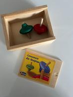 Houten doosje met twee JANOD tollen, vintage stijl speelgoed, Verzenden, Zo goed als nieuw, Overige typen