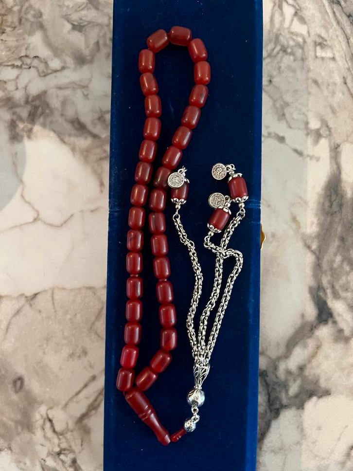Osmanli Sikma Tesbih - Gebedsketting, Sieraden, Tassen en Uiterlijk, Kettingen, Nieuw, Kunststof, Rood, Ophalen of Verzenden