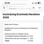 Startbewijs Enschede Marathon, Eén persoon, Ticket of Toegangskaart