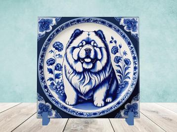 Chow Chow Delfts Blauwe tegel incl houder beschikbaar voor biedingen