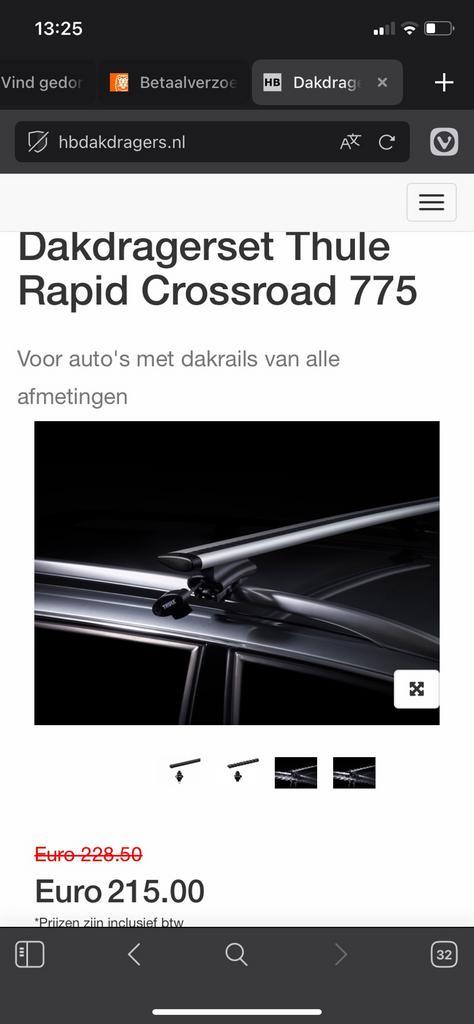 Thule Rapid Crossroad 775 universele Dakdragers, Auto diversen, Dakdragers, Zo goed als nieuw, Ophalen of Verzenden