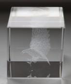 Landende roofvogel in 3D glasblok, laserblok, met doosje, Ophalen of Verzenden, Zo goed als nieuw