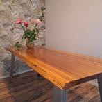 Boomstamtafel op rvs onderstel, Huis en Inrichting, Tafels | Eettafels, Ophalen, 50 tot 100 cm, Zo goed als nieuw, 150 tot 200 cm