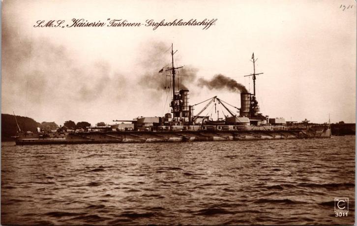 SMS Kaiserin Turbinen - Postkarte Deutsche Marine (1911), Verzamelen, Ansichtkaarten | Buitenland, Ongelopen, Duitsland, Voor 1920