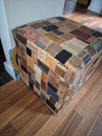 Vintage Patchwork Poef, Minder dan 50 cm, Gebruikt, Minder dan 50 cm, Ophalen of Verzenden