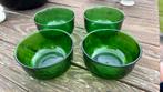 4 groene schaaltjes, Gebruikt, Ophalen of Verzenden, Glas, Kom(men)