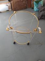 Serveerwagen trolley glas goud, Glas, 60 cm of meer, Rond, Minder dan 55 cm