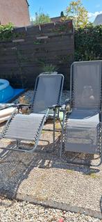 2 stuks inklapbare tuinstoelen lig/zitstand, Ophalen, Zo goed als nieuw