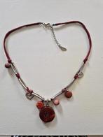 Ketting handgemaakt natuursteen en bedels bruin, Gebruikt, Bruin, Verzenden, Met edelsteen