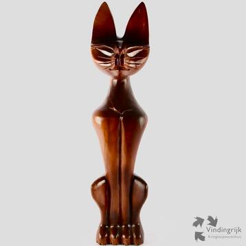 GEZOCHT: Grote zittende houten cat kat beschikbaar voor biedingen