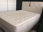 Mooie stevige boxspring 160x200cm met hoofdbord, Huis en Inrichting, Slaapkamer | Bedden, 160 cm, Grijs, Gebruikt, Stof