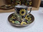 Vintage Espresso Kopjes met Bloemmotief, Antiek en Kunst, Antiek | Servies compleet, Ophalen of Verzenden