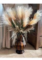 Mooie vaas met pluimen, Ophalen of Verzenden, Zo goed als nieuw, Overige kleuren, Glas