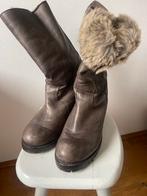leren laarzen met bontrand - Maat 38, Bruin, Lage of Enkellaarzen, Ophalen of Verzenden, Onbekend