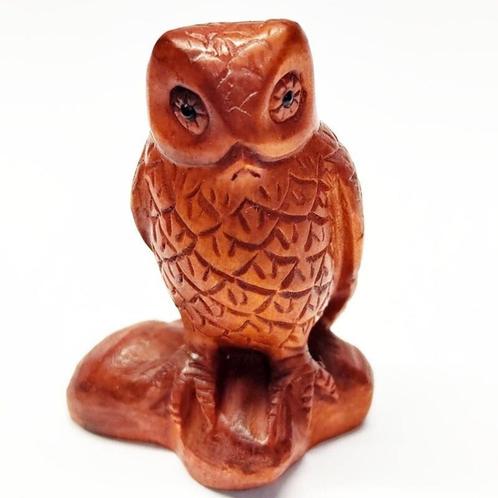 Boxwood Netsuke van een uil -Japan, Verzamelen, Dierenverzamelingen, Nieuw, Beeldje of Figuurtje, Vogel, Ophalen of Verzenden
