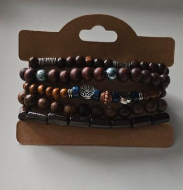 Set van 5 Houten Armbanden beschikbaar voor biedingen