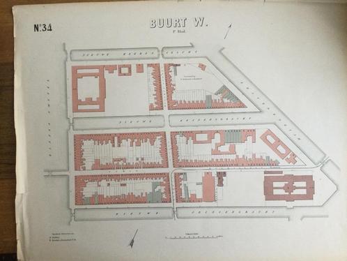 AMSTERDAM Centrum, Weesperstraat e.o., 1876., Antiek en Kunst, Kunst | Etsen en Gravures, Verzenden