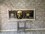 Glasschilderij 200x80 100 Dollar Skull Gold, Ophalen of Verzenden, Nieuw