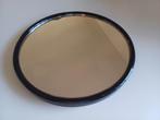 Vintage Zwart kunstof spiegel rond, Minder dan 50 cm, Gebruikt, Rond, Ophalen of Verzenden