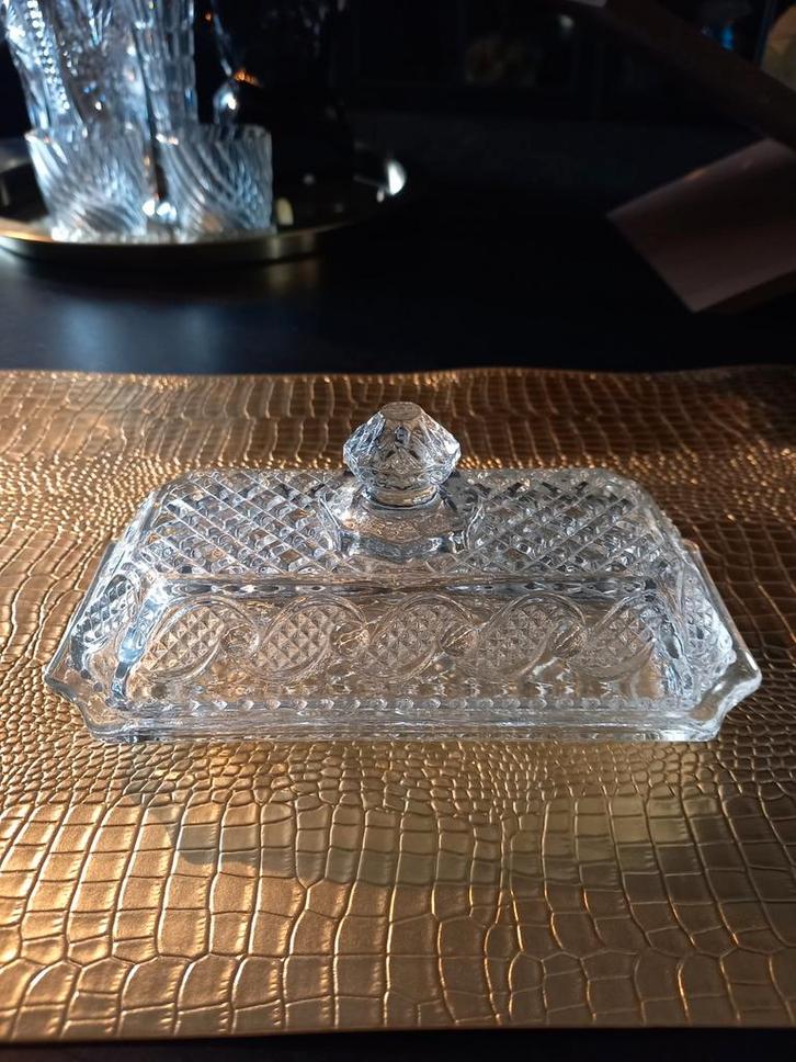 Kristallen botervloot, Antiek en Kunst, Antiek | Glas en Kristal, Ophalen of Verzenden