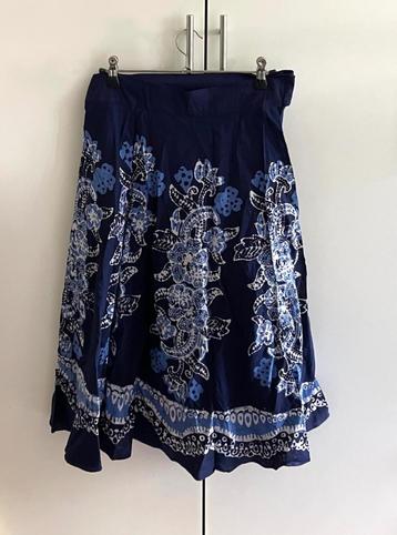 Leuke katoenen blauw A lijn echt batic wikkelrok maat 36-38 beschikbaar voor biedingen