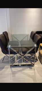 Bank, eettafel incl 4 stoelen, en een salontafel, Huis en Inrichting, Banken | Bankstellen, Ophalen, Hoekbank, 75 tot 100 cm, Zo goed als nieuw