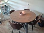 Eettafel rond 140 cm inclusief 4 stoelen, Huis en Inrichting, Tafels | Eettafels, Ophalen, Gebruikt, Rond, 100 tot 150 cm