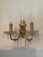 Vintage Vergulde Wandlampen  met Pegels, Ophalen of Verzenden