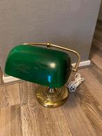 Vintage schemerlamp groen met koper, Huis en Inrichting, Lampen | Tafellampen, Ophalen, Gebruikt, Glas, Minder dan 50 cm