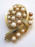 Vintage 50s broche parels, licht doublé (5247-495), Ophalen, Zo goed als nieuw, Goud, Overige materialen