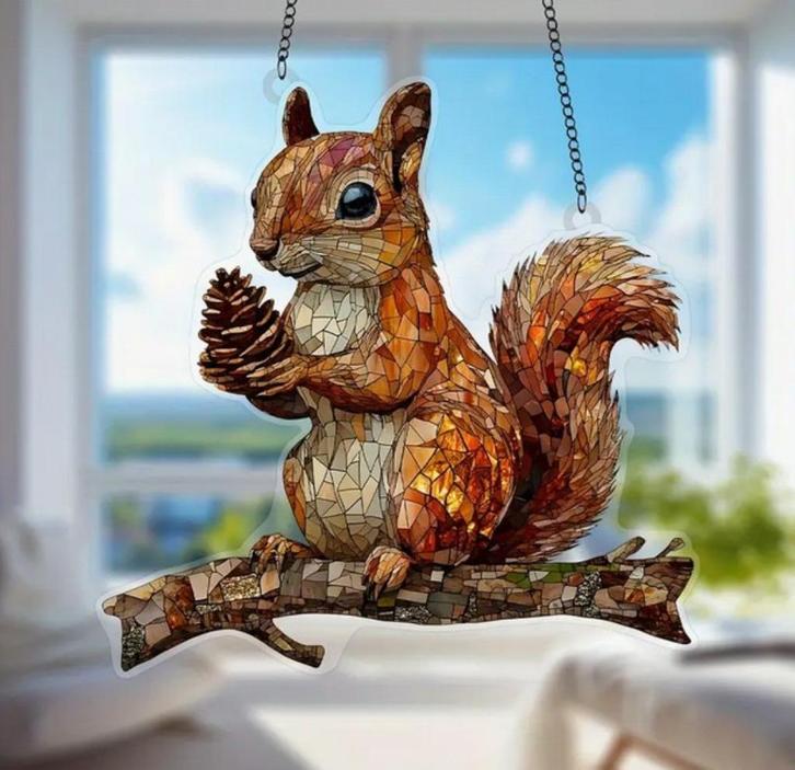 Raamhanger eekhoorn ( extra groot + kleurijk ), Tuin en Terras, Tuinwanddecoratie, Nieuw, Verzenden
