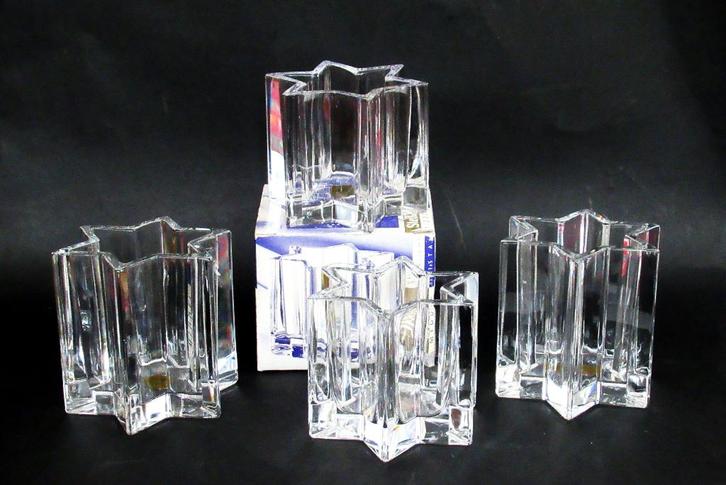 Stella vier stervormige kristallen kandelaars., Antiek en Kunst, Antiek | Glas en Kristal, Ophalen of Verzenden