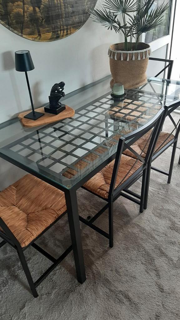 Eettafel en salontafel, Huis en Inrichting, Tafels | Sidetables, Gebruikt, 25 tot 50 cm, 100 tot 150 cm, Rechthoekig, Ophalen