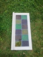 Glas in lood raam antiek in houten kozijn, Doe-het-zelf en Verbouw, Glas en Ramen, Ophalen, Gevelraam of Ruit, Minder dan 80 cm