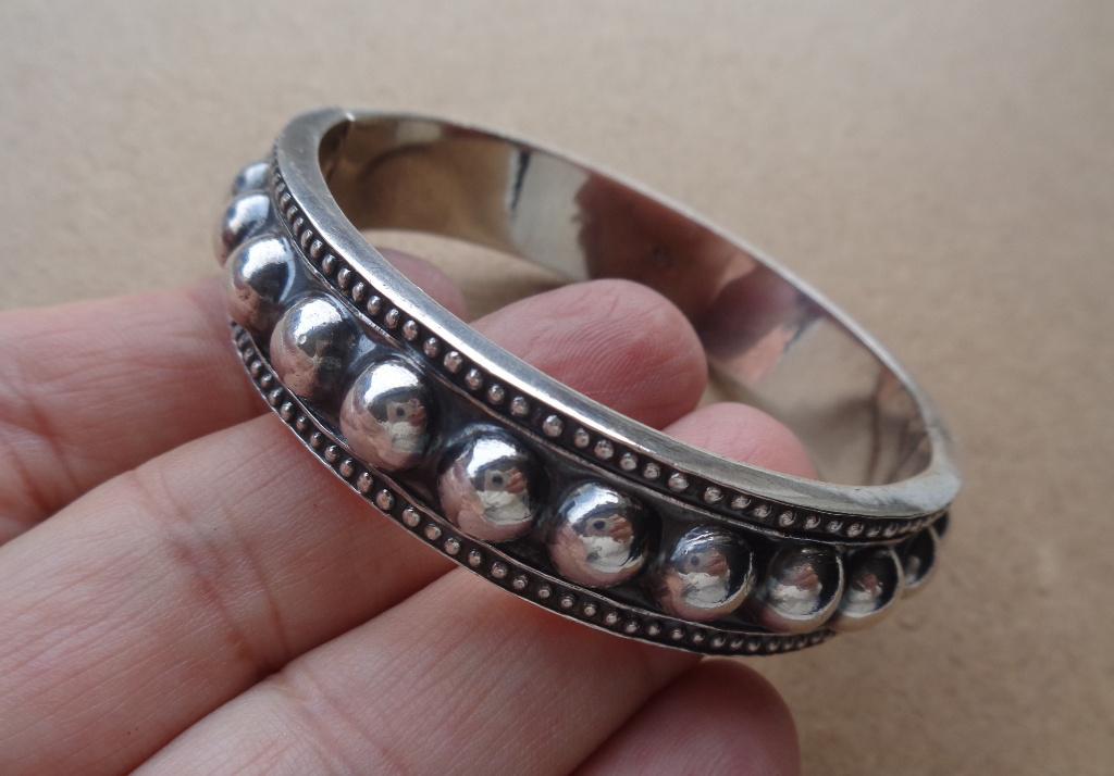 zilveren scharnier armband met bollen [392], Sieraden, Tassen en Uiterlijk, Armbanden, Verzenden, Zo goed als nieuw, Zilver, Zilver