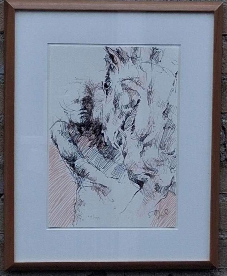 Zeefdruk. Man & paard. Gesigneerd en genummerd. 515/999., Antiek en Kunst, Kunst | Litho's en Zeefdrukken, Ophalen