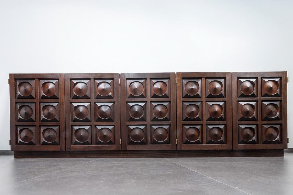 XXL brutalistische dressoir mahonie brutalist, Ophalen, Gebruikt, 200 cm of meer, Minder dan 100 cm