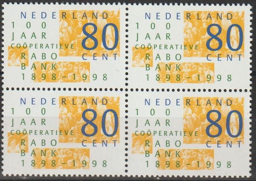 B 44. Nederland 1764 als 4-blok pfr. Rabobank, Postzegels en Munten, Postzegels | Nederland, Ophalen of Verzenden, Na 1940, Postfris