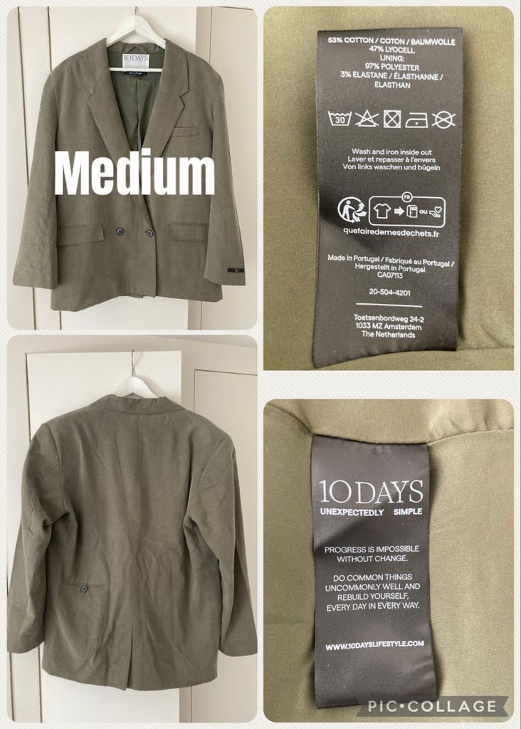 10DAYS NIEUW Dames Jasje Olijfgroen Medium Oversized, Kleding | Dames, Maat 38/40 (M), Nieuw, Ophalen of Verzenden, Jasje