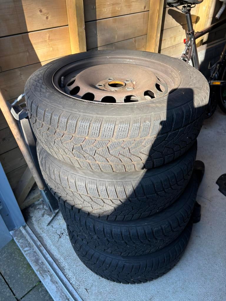 Stalen velgen met winterbanden 5x112, Auto-onderdelen, Banden en Velgen, Ophalen, 16 inch, Banden en Velgen, 205 mm