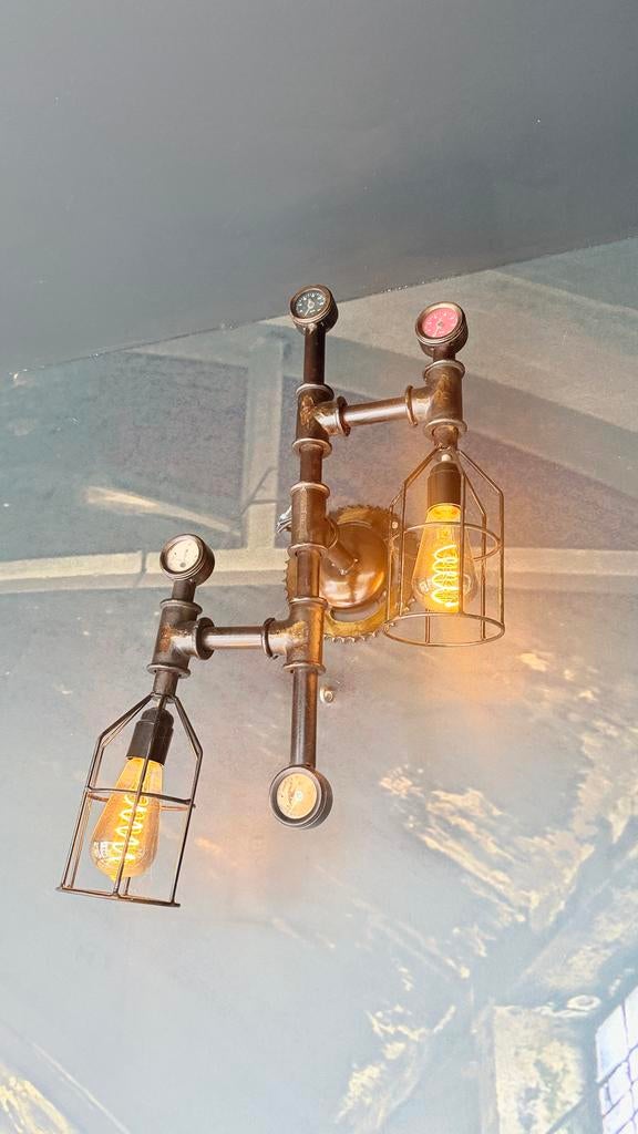 Industriële wandlamp, Huis en Inrichting, Lampen | Wandlampen, Ophalen, Gebruikt, Metaal