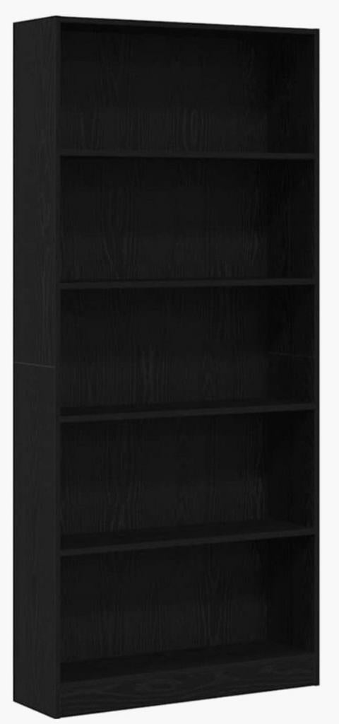 Open kast hoogglans zwart met 5 planken, Met plank(en), Zo goed als nieuw, Modern,Zwart hoogglans., 150 tot 200 cm