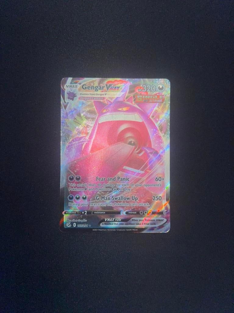 Pokémon Gengar Vmax, - Fusion Strike, Ophalen of Verzenden, Zo goed als nieuw, Meerdere kaarten