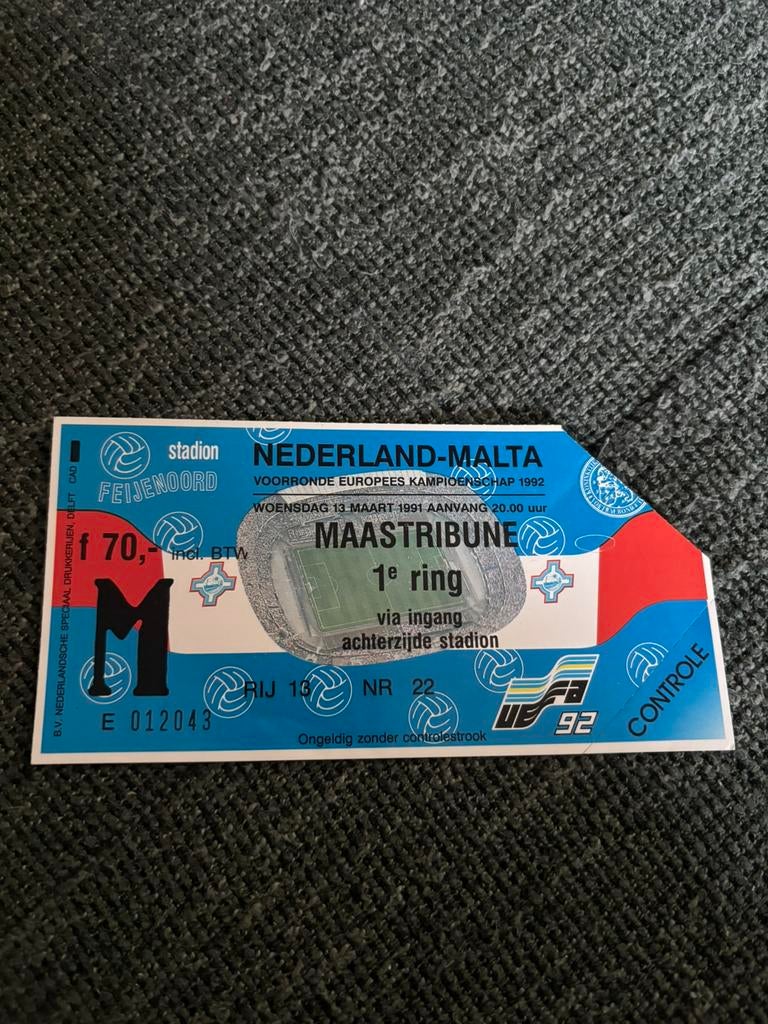 Nederland - Malta voetbal ticket 13-03-1991, Ophalen of Verzenden, Overige binnenlandse clubs, Overige typen