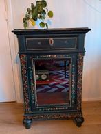 Handgeschilderd Hindeloopen hindelooper kastje vitrinekast, Huis en Inrichting, Ophalen, Minder dan 50 cm, Gebruikt, Met deur(en)