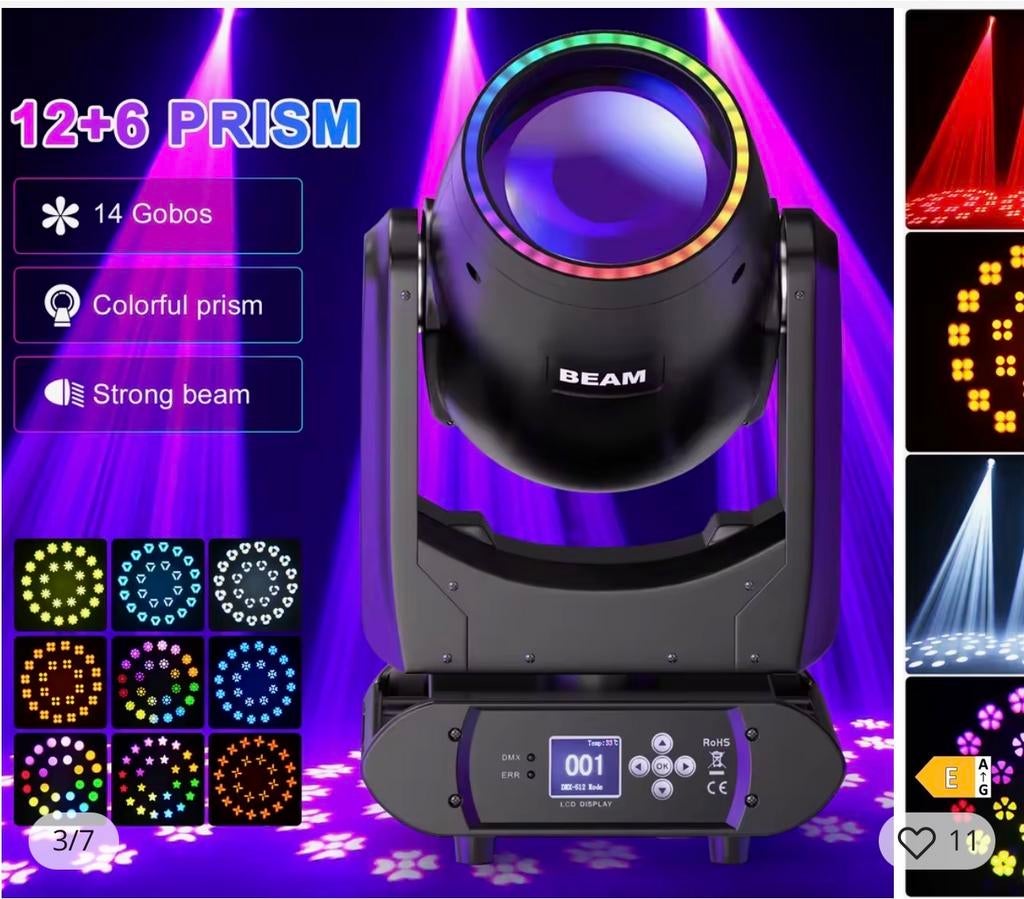 Moving head 200W met LED ring en flightcase prijs per paar!, Ophalen, Nieuw, U'king, China