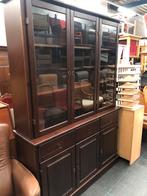 Donkerbruine houten vitrine/buffet kast met lades en deuren, Huis en Inrichting, Kasten | Buffetkasten, Ophalen, Gebruikt, 100 tot 150 cm