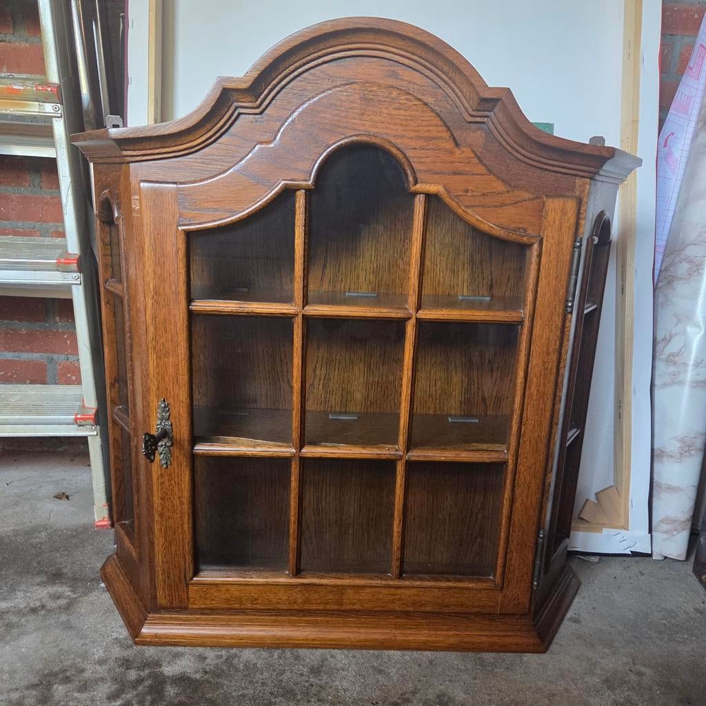 Antiek eiken wandkastje met glazen deur, Ophalen