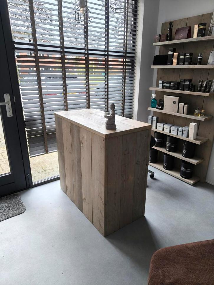 Steigerhouten balie / toonbank, Huis en Inrichting, Barren, Gebruikt, Ophalen